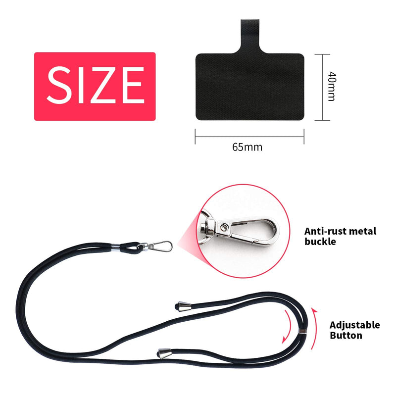 Black Universal Cell Phone Lanyard with Adjustable Strap- Phone Lanyard for Around The Neck and Compatible with iPhone, Galaxy and All Smartphones-It is Multipurpose Can Be Used for Card and Keys. BLACK