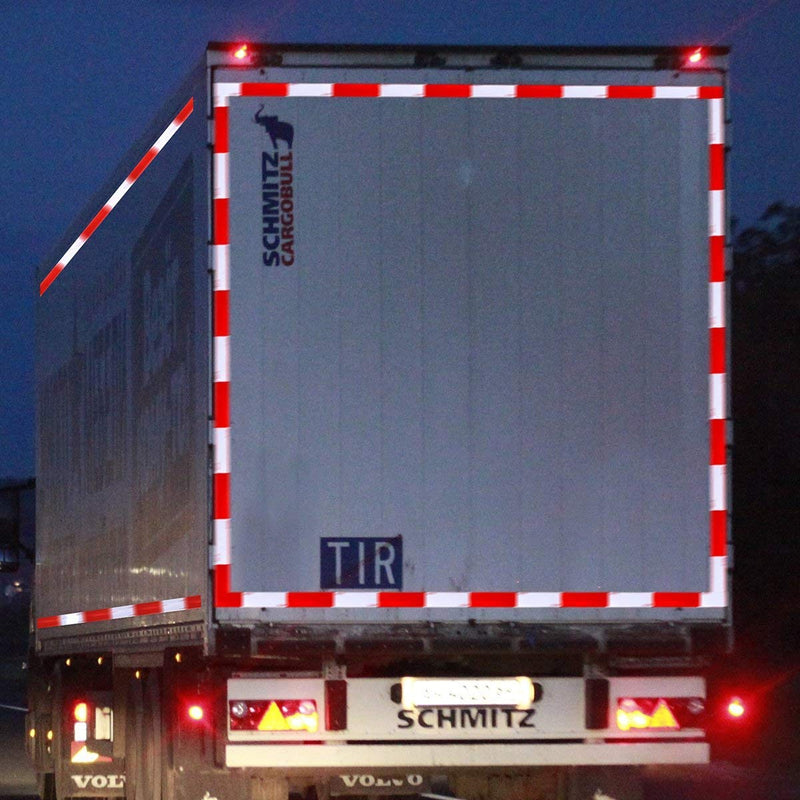 20Pcs Red White Micro Prismatic Sheeting Reflective Tape 2" X 12' Waterproof Reflector Tape Self-Adhesive Reflector Sticker Conspicuity Safety Warning Tape for Truck Trailer Pickup