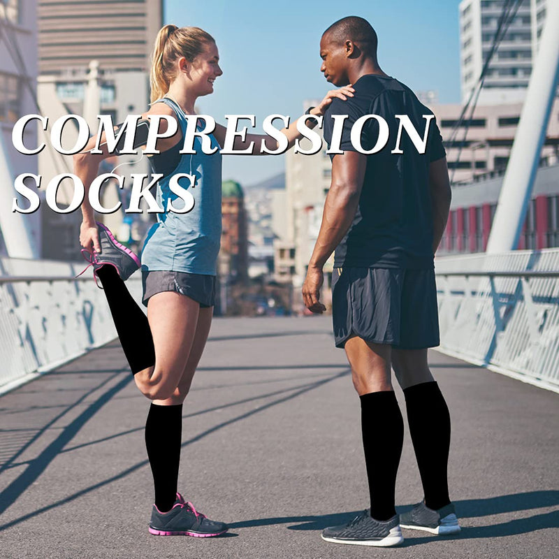 Laite Hebe Compression Socks For Women,(3 Pairs) Compression Sock Women and Men Best Running, Athletic Sports, Flight Travel 02-black/White/Grey Small-Medium