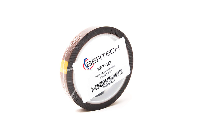 Bertech High-Temperature Kapton Tape, 1 Mil x 1/2 Inch x 36 Yards, 3 Inch Core 0.5 Inches