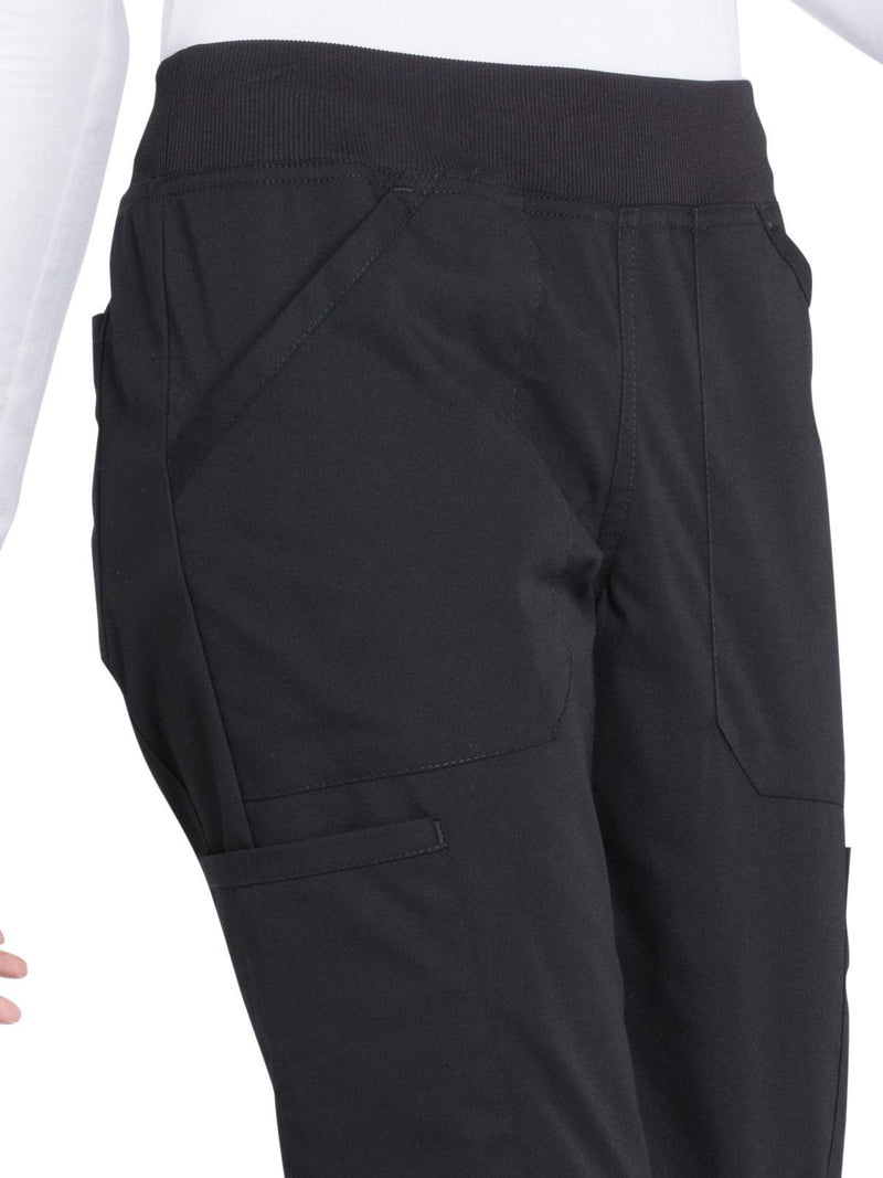 Workwear Professionals Women Scrubs Pant Mid Rise Straight Leg Pull-on Cargo WW170 XX-Small Petite Black