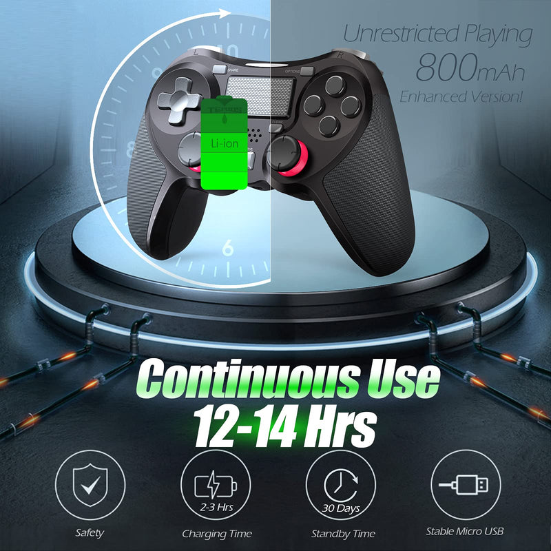 TERIOS Wireless Controllers Compatible with Playstation 4,Game Controllers for PS4 Pro, PS4 Slim, Built-in Speaker - Stereo Headset Jack Multitouch Pad - Enhanced Dual Vibration (Black) Black