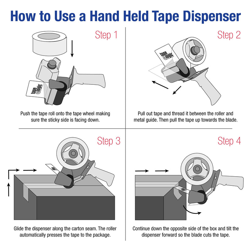 Tape Logic 2 Inch Long Roll Packing Tape Dispenser Gun, for Long Yardage Packing Tape, Shipping, Moving and Warehouse Use (1 Dispenser), by Choice Shipping Supplies