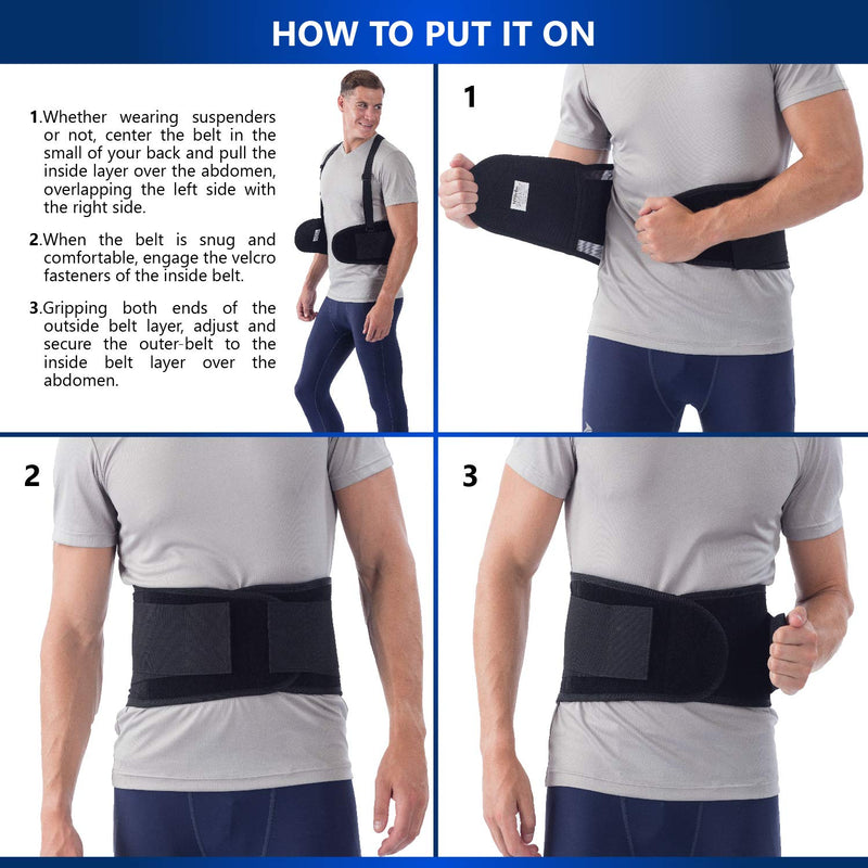 NYOrtho Back Brace Lumbar Support Belt - for Men and Women | Instantly Relieve Lower Back Pain | Maximum Posture and Spine Support, Adjustable, Breathable with Removable Suspenders | Small 26-30 in. Small (Pack of 1)
