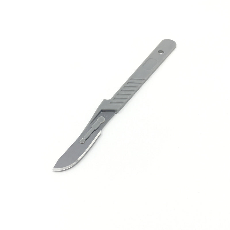 Disposable Scalpels No. 22 with Plastic Handle, High Carbon Steel, Individually Foil Wrapped, Sterile, Box of 10 No.22