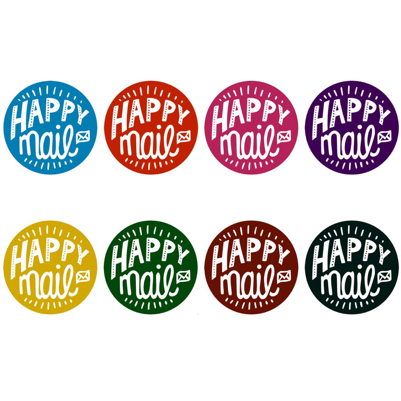 WRAPAHOLIC Happy Mail Business Stickers - 8 Kinds Colors Thank You Stickers, Shipping Stickers - 1.5 x 1.5 Inch 1000 Total Labels