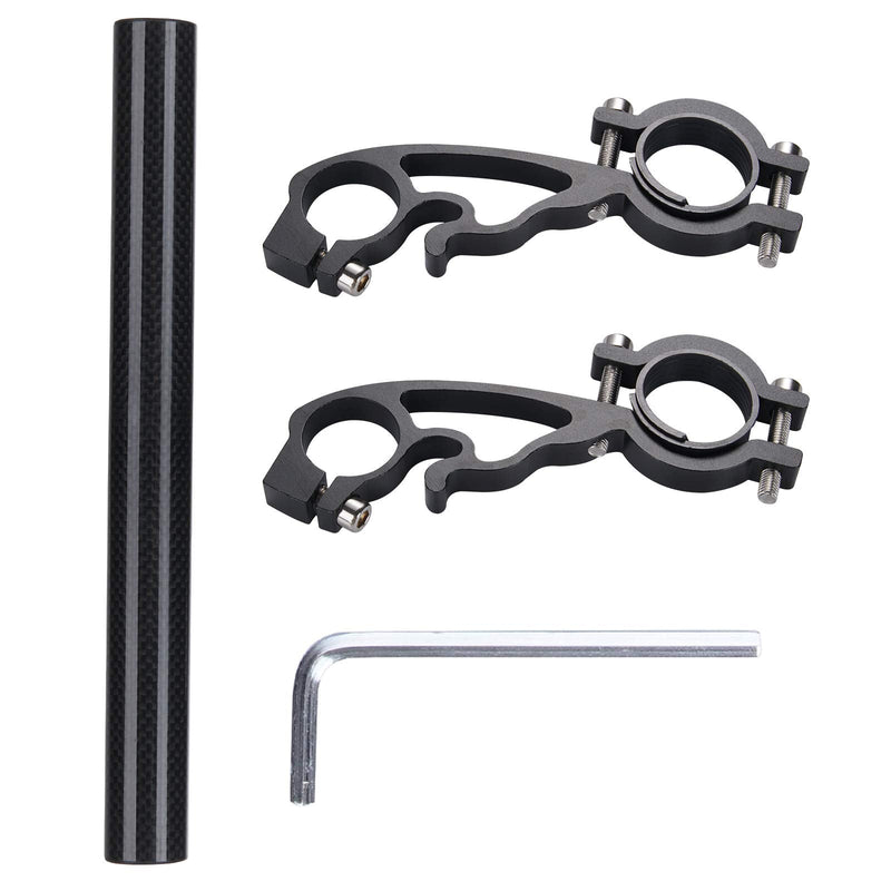 Yizhet Bike Handlebar Extender, Bicycle Handlebar Extension Lightweight Durable Double Bike Handlebar Bracket for Holding Bicycle Speedometer, GPS, Phone Mount Holder Carbon Tube 20cm