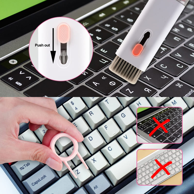 7-in-1 Electronic Cleaner Kit,Keyboard Cleaner,Laptop Cleaner Kit for Monitor, Cell Phone, Bluetooth,Headset, Lego, Airpods, Laptop Camera Lens (Pink) PINK