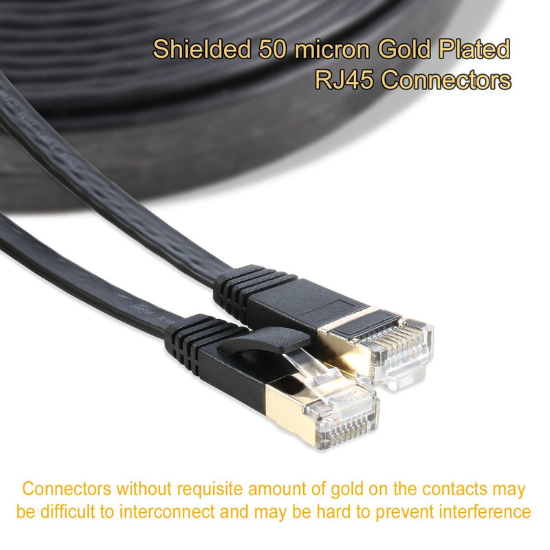 Jadaol Cat 7 Ethernet Cable 25 ft Shielded (SSTP), High Speed Solid Flat Internet Lan Computer patch cord, faster than Cat5e/Cat5/cat6, Durable Rj45 Cat7 network Wire for Router,Modem, Xbox, PS-Black 25ft Black