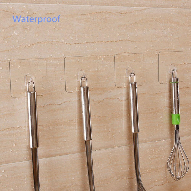 Ninth Five Wall Hooks(13.2lb), Self Adhesive Hooks, Clear Plastic Reusable Heavy Duty Hook for Kitchen Bathroom Office, No Trace No Scratch Waterproof and Oilproof (12 Pack) plastic 12pack