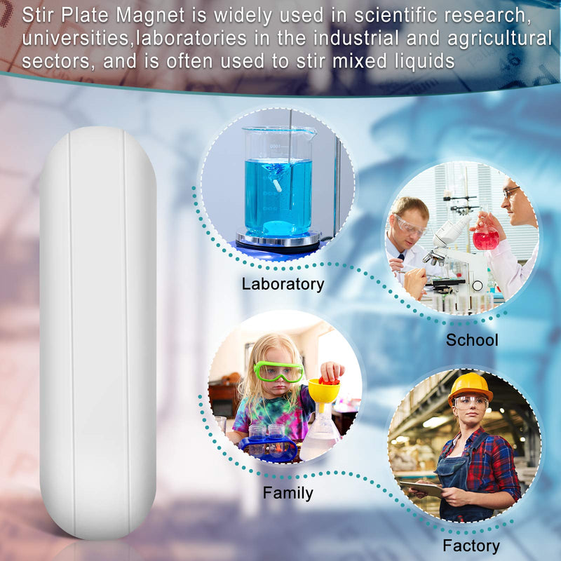 PTFE Magnetic Stirrer Mixer Stir Bar, White Color, Stir Rod Magnetic, Laboratory Bar, Stir Plate Bar, Stir Plate Magnet Stick (16 Pieces,30 mm/ 1.18 Inch) 16 30 mm/ 1.18 Inch