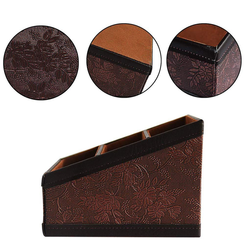 Daixers PU Leather Remote Control Holder Storage Container for TV Remote Phone Caddy Eyeglasses brown