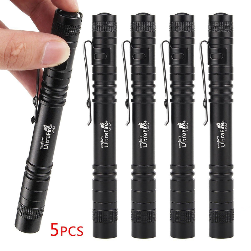 ULTRAFIRE Pocket-Sized Flashlight,UF-3AL,Penlight with White LED,80 Lumens,5 Pack (Flashlight Only)