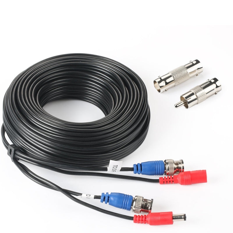 SHD 50Feet BNC Vedio Power Cable Pre-Made Al-in-One Camera Video BNC Cable Wire Cord for Surveillance CCTV Security System with Connectors(BNC Female and BNC to RCA)