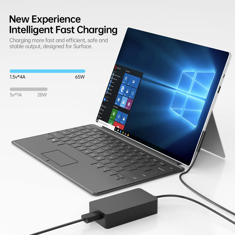 Surface Laptop Charger, 65W for Microsoft Surface Laptop 4 3 2 Charger,Surface Laptop Studio, Surface Pro 7+ 7 6 5 4 X,Surface Go, Surface Book,Work with 65W/44W/36W/24W