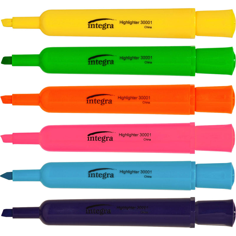 Integra Desk Highlighter, Chisel Tip, 6/Set, Assorted (ITA30001)