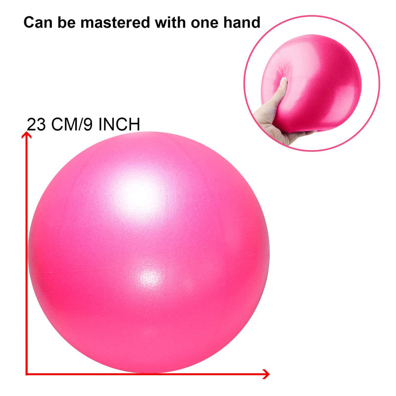 Topbine 9 Inch Exercise Pilates Ball -(2 Pcs) Stability Ball for Yoga, Barre, Training and Physical Therapy- Improves Balance, Core Strength, Back Pain & Posture- Comes with Inflatable Straw