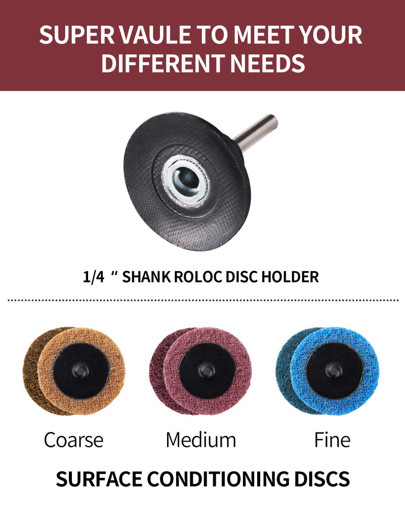 S SATC 70PCS Sanding Discs Set 2 Inch Roll Lock Quick Change Discs with 1/4 Holder for Die Grinder Roll Lock Air Grinder Attachments Surface Conditioning Discs 70PCS Quick Change Discs 2 Inch