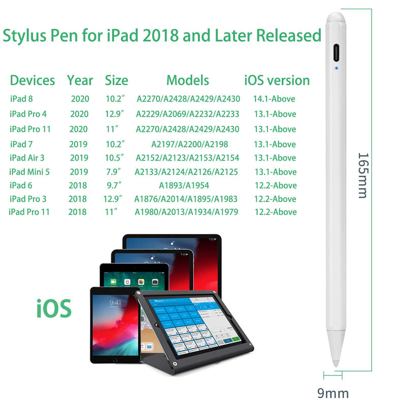 2020 iPad Pro 11" 2nd Generation Stylus Pen with Palm Rejection,1.5mm Fine Tip Active Stylus Compatible with Apple Magnetic Pencil for iPad Pro 11-Inch 2nd Gen on Drawing/Writing/Classes,White