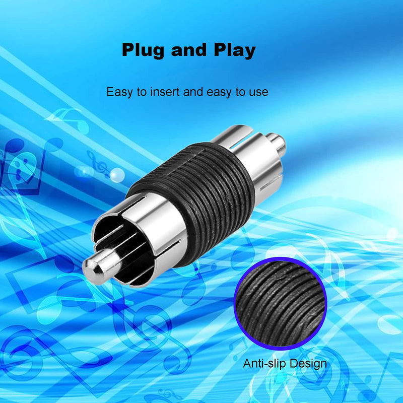 Borsuer 6Pcs RCA Male to Male Adapter Audio Video Nickel Plated RCA Male Coupler Connector Adapter for RCA Cable Extension