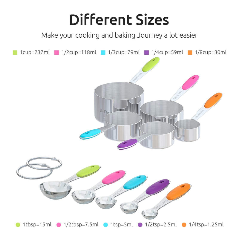 U-Taste 10 Piece Measuring Cups and Spoons Set in 18/8 Stainless Steel