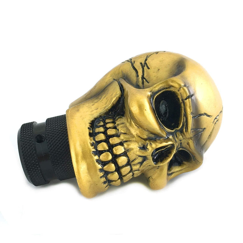 Arenbel Car Gear Lever Grip Knobs Skull Head Racing Shift Stick Manual Shifter Handle Fit Most Auto Manual Vehicles, Gold