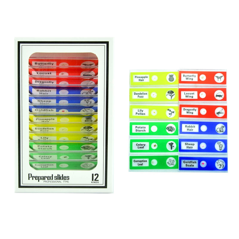 Science Kits for Kids Beginner Microscope with LED 100X 400X and 1200X-Include Sample Prepared Slides 12pc- Educational Toy Birthday Valentine's Day Gift