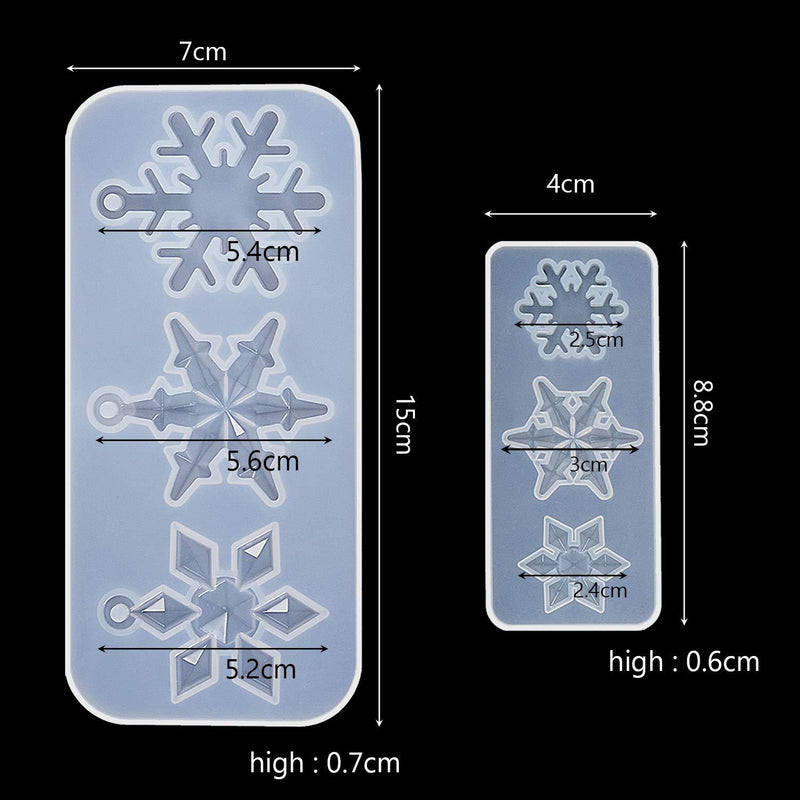 3 Pieces Snowflake Silicone Moulds, DIY Silicone Pendant Mold Making Resin Casting Mold for Holiday Craft Supplies