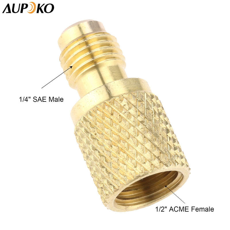 R134A Brass Adapter Fitting, 1/4" Male to 1/2" Female Refrigerant Tank Adapterr with Valve Core, Fits for AC Refrigerant System