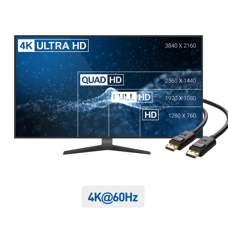 Cable Matters 4K DisplayPort to DisplayPort Cable (DP to DP Cable, Display Port Cable) 6 Feet - 4K 60Hz, 2K 144Hz Monitor Support