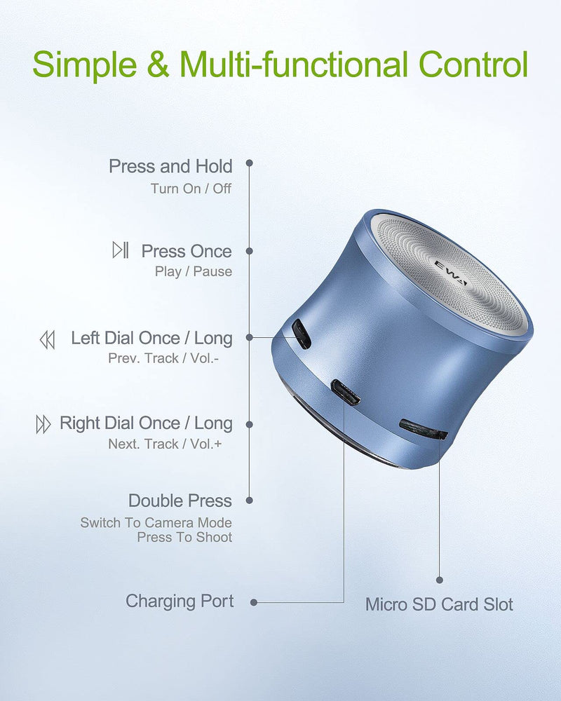 EWA A109mini Bluetooth Speaker with bass Radiator, Enhanced Impactive Bass, Portable Loud Speake, Perfect Travel Wireless Speaker for Home, Hiking and More