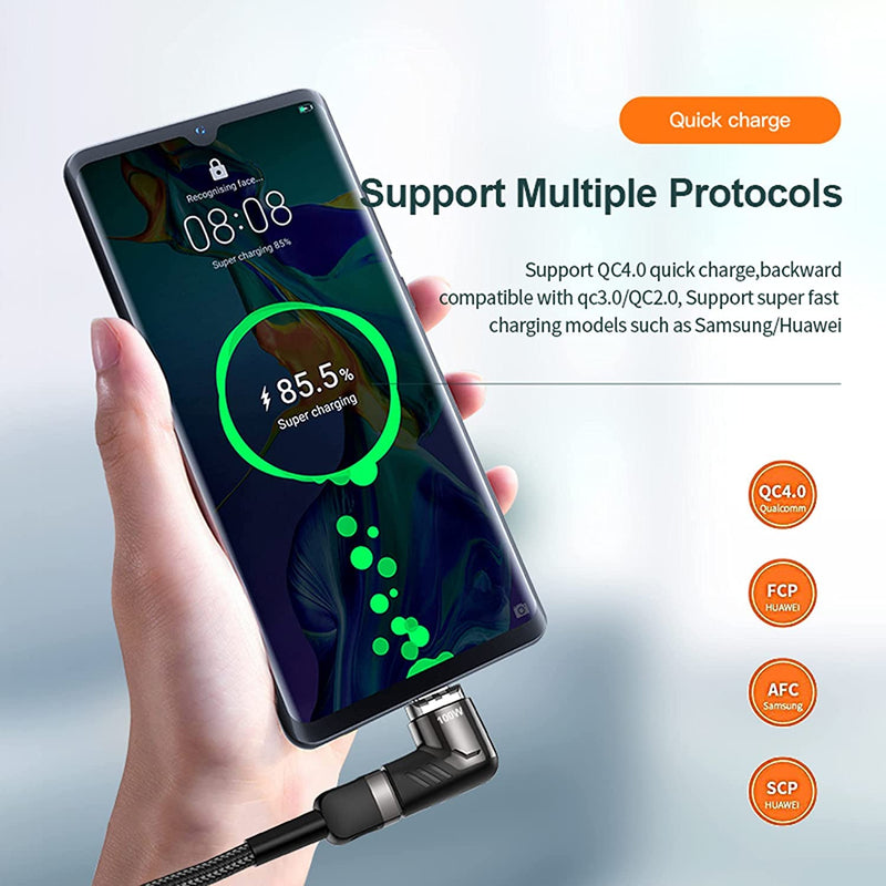 USB C Magnetic Adapter,Right Angle Type C Connector,PD 100W Fast Charge,480Mbps Transfer Speed,Compatible with USB C Phones,Tablets,Laptops USB 2.0 1 Pack
