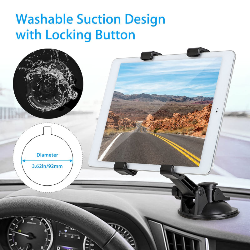 Car Tablet Holder, Tablet Dash Mount iPad Stand Holder for Car Windshield Dashboard Universal Tablet Car Mount with Suction Cup Compatible for Samsung Galaxy Tab/iPad Mini Air 4 3(All 7-10.5" Tablets)