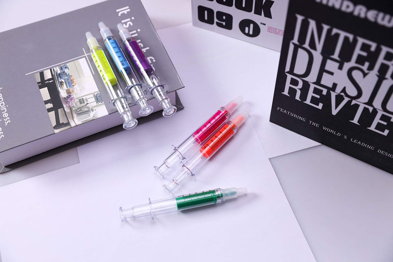 SDBING 6pc Syringe Highlighter Pens with 6 Colors Christmas gift