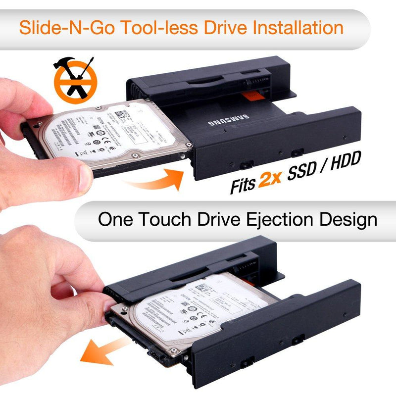 ICY DOCK Tool-Less 2X 2.5 Inch to 3.5 Inch Dual Internal Hard Disk SSD Drive Metal SSD Mounting Bracket (EZ-Fit PRO MB082SP) 2 Bay Metal