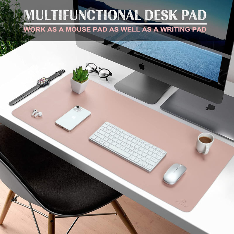 Knodel Desk Mat, Office Desk Pad, Waterproof Desk Mat for Desktop, Leather Desk Pad for Keyboard and Mouse, Desk Pad Protector for Office and Home (31.5" x 15.7", Pink) 31.5" x 15.7"