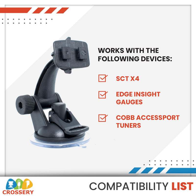 Crossery Suction Cup Windshield Mount Monitor for WRX Cobb Accessport V3 Mount Edge CTS3 Monitor SCT X4 Mount Edge CTS2 SCT X3 Ford Edge Evolution Cobb Accessport Mount Edge Insight CTS 2 Mount 9817