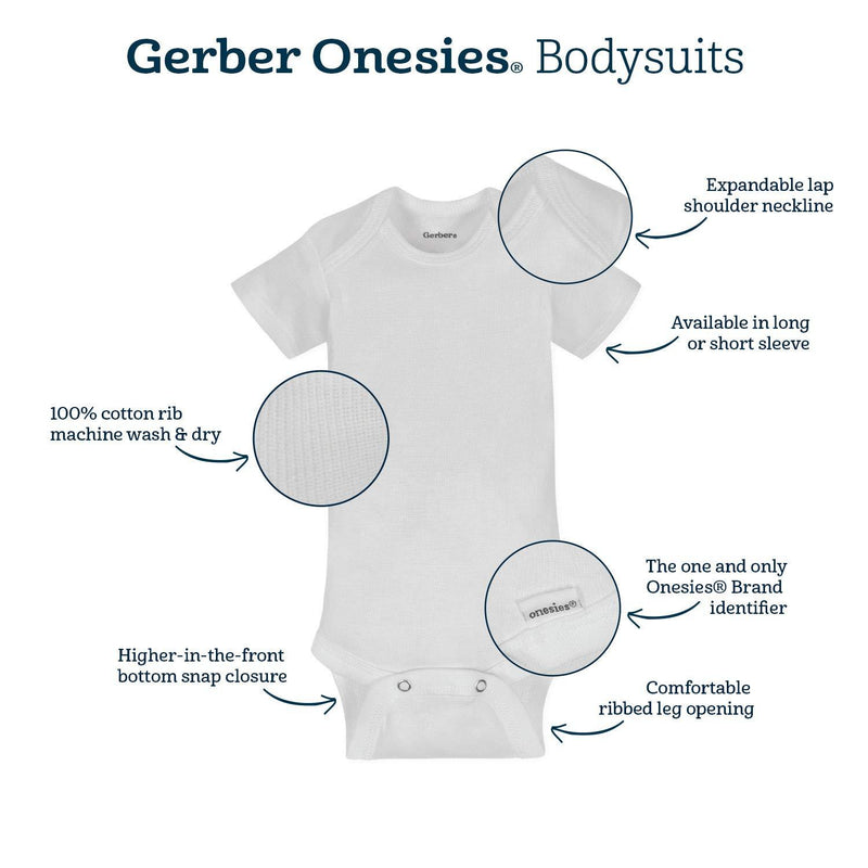 Gerber unisex-baby 5-pack Solid Onesies Bodysuits 0-3 Months White