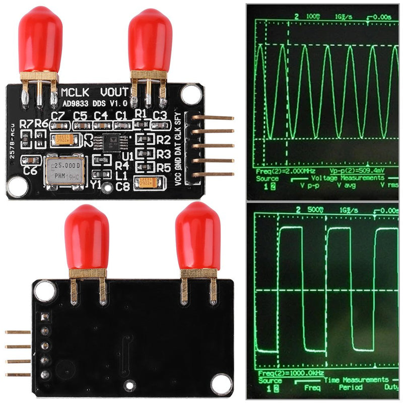 AD9833 DDS Signal Generator Module 0 MHz to 12.5 MHz Square/Triangle/Sine Wave Power 2.3V to 5.5V