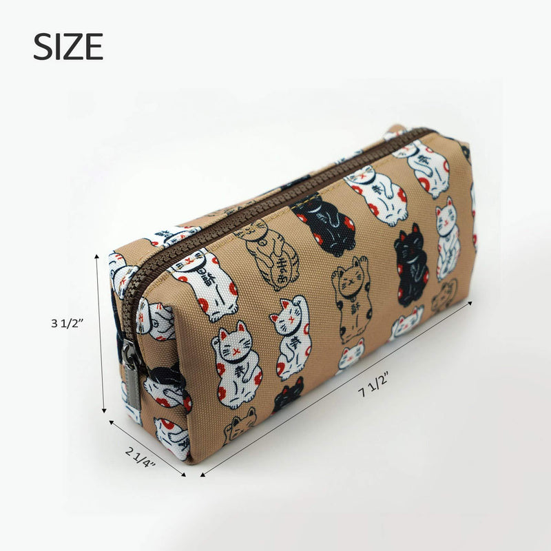 Lucky Japanese Cat Pencil Case Cute Maneki Neko Cat Pencil Bag Pouch Case Makeup Cosmetic Bag Kawaii Gadget Box Stationary gray