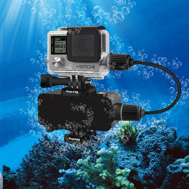 Suptig Housing Rechargeable Waterproof housing for GoPro Hero 4 Hero 3+ Hero 3 Outside Action Camera for Underwater Charge Use - Water Resistant up to 131ft (40m)