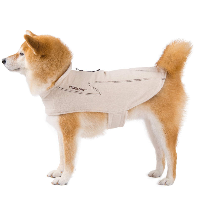 VIVAGLORY Dog Coat Fleece Jacket Vest for Small Medium Large Dogs Puppy Windproof Warm Clothes for Cold Weather, Beige, XXS