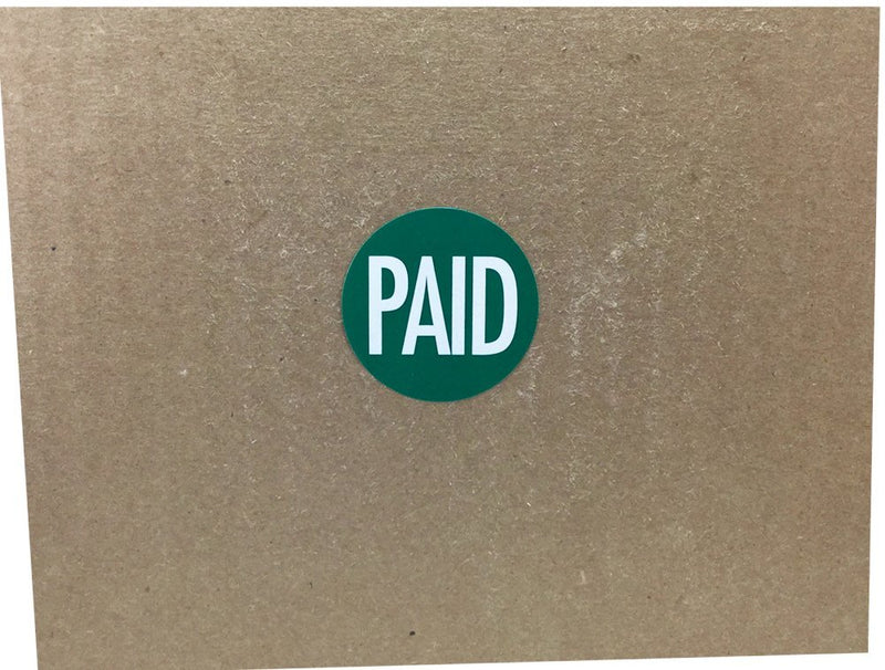 Green with White Paid Stickers, 1.5 Inches Round, 500 Labels on a Roll