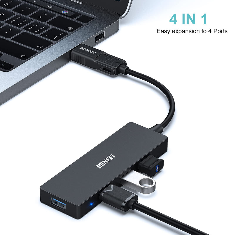 BENFEI USB 3.0 Hub, USB-C HUB, 2-in-1 USB Type-A/Type-C Hub with 4 USB 3.0 Ports Compatible for MacBook, Mac Pro, Mac Mini, iMac, Surface Pro, XPS, PC, Flash Drive, Mobile HDD