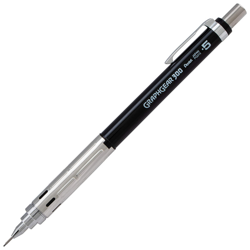 Pentel Arts GraphGear 300 Mechanical Pencil, (0.5mm) Fine line, 1-Pack, Black Barrel 0.5mm