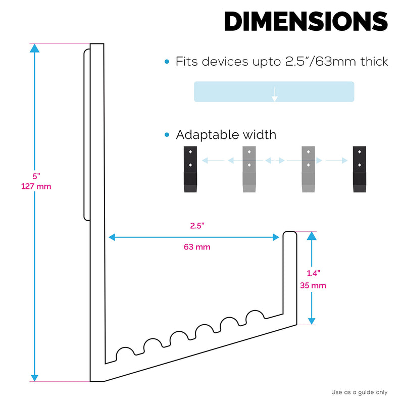 2.5" Cable Box Wall Mount Hanger Holder, Adhesive & Screw-in, for Routers, Laptops, Modem, Mesh WiFi, Apple TV, Network Switch & More, for Devices Upto 2.5" / 63mm Wide, (Black) by Brainwavz