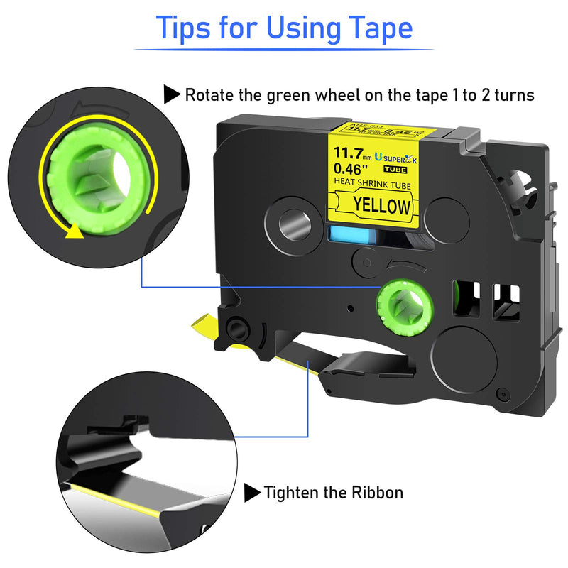 SuperInk 3 Pack Compatible for Brother HSe-631 HSe631 HS-631 HS631 Black on Yellow Heat Shrink Tube Label Tape use in PT-D210 D200 D400 D450 D600 H300 P700 P900 Printer (0.46''x 4.92ft,11.7mm x 1.5m)