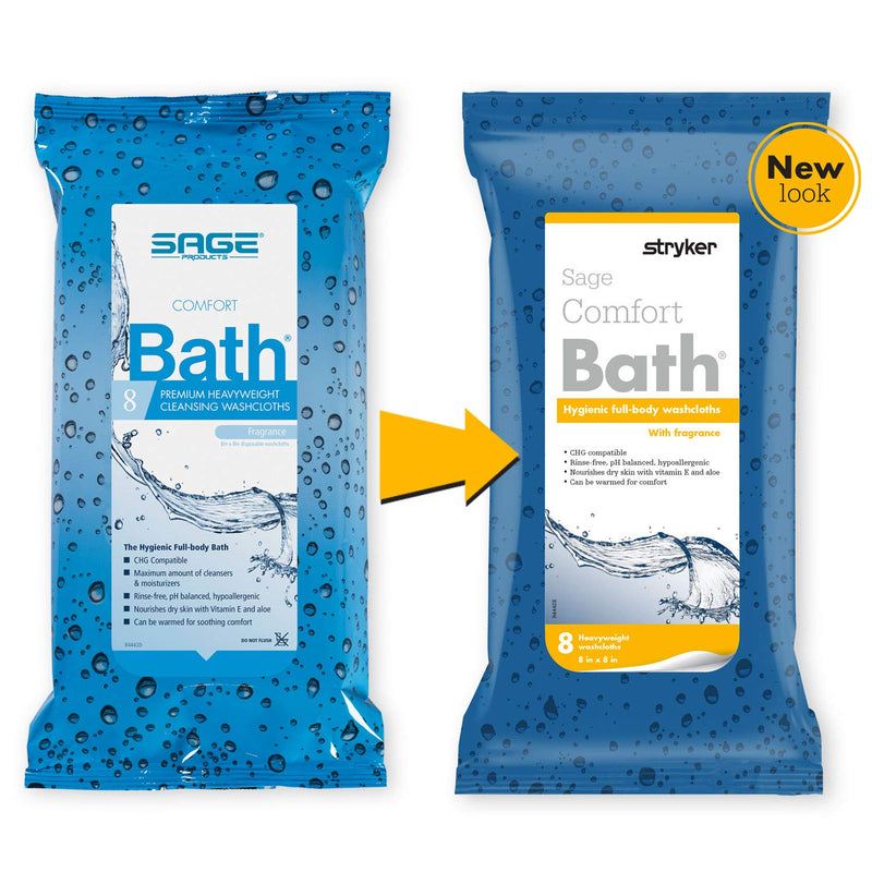 Comfort Bath® Cleansing Washcloths - 1 Package, 8 Cloths - No Rinse Bathing Wipes, Ultra-Soft and Thick Heavyweight Cloth, Light Fragrance