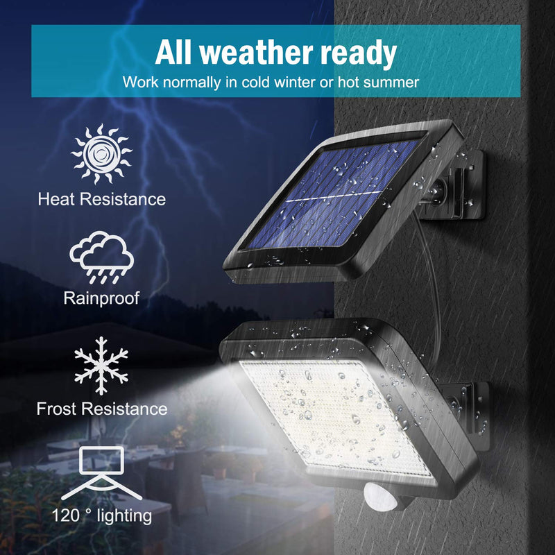MPJ Solar Light Outdoor,56 LED Solar Light Outside with Motion Detector, IP65 Waterproof, 120° Lighting Angle, Solar Wall Light for Garden with 16.5ft Cable