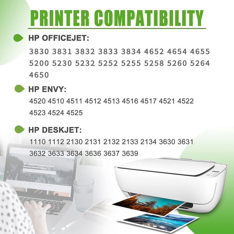 GREENBOX Remanufactured Ink Cartridge 63 Replacement for HP 63 63XL for HP OfficeJet 3830 5255 5258 Envy 4520 4512 4513 4516 DeskJet 1112 1110 3630 3632 3634 2130 2132 Printer (1 Black 1 Tri-Color)